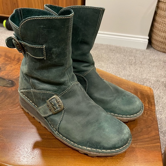 Fly London Shoes - Fly London Turquoise Biker Boots